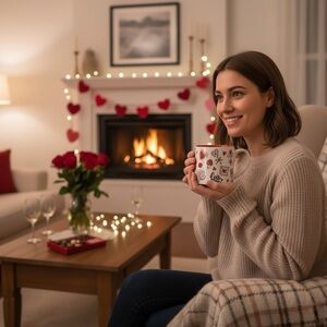 Hand-Painted Heart & Love Ceramic Mug - Coffee Cup for Valentine’s Day